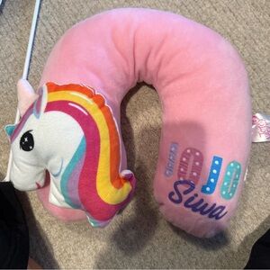 JoJo Siwa Pink Plush Unicorn Neck Pillow with Rainbow Mane